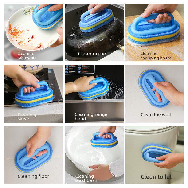 Cross-border with handle cleaning brush Spong mop kitchen cleaning dish brush dish brush sponge thickening wipe decontamination brush God