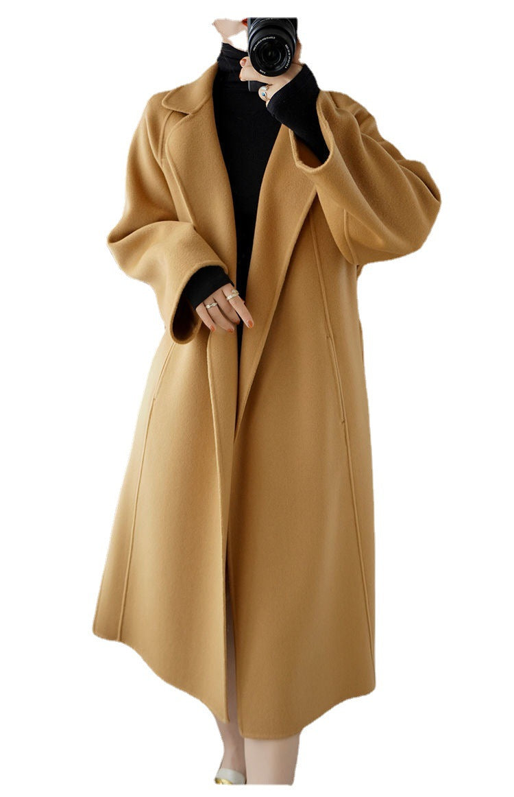 Cross-border foreign trade coat for women long below the knee loose plus size 2025 autumn and winter new high-end cardigan coat for women fashion