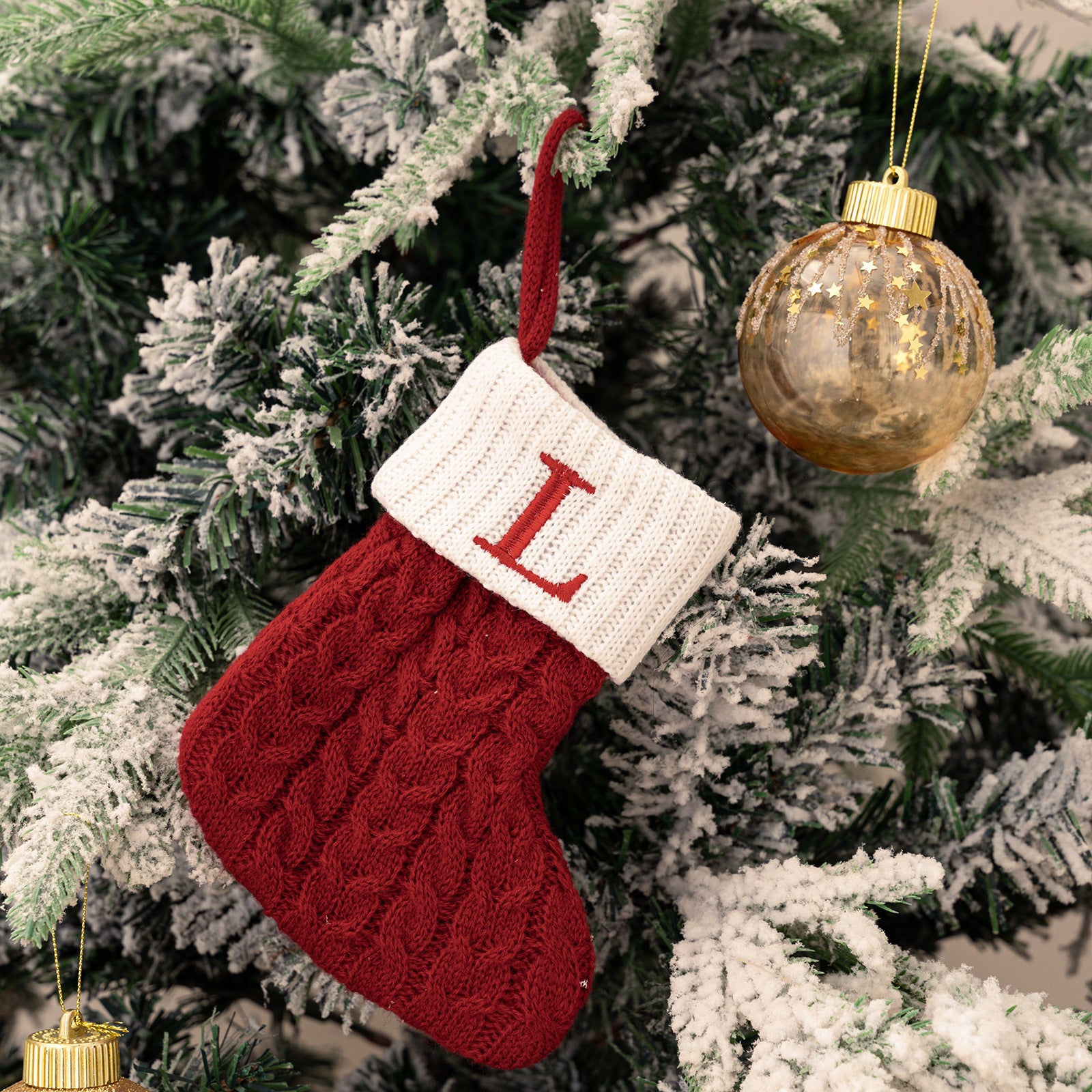 Cross-border cute letters Christmas stockings creative Christmas tree pendant Christmas style wool knitted socks decoration props
