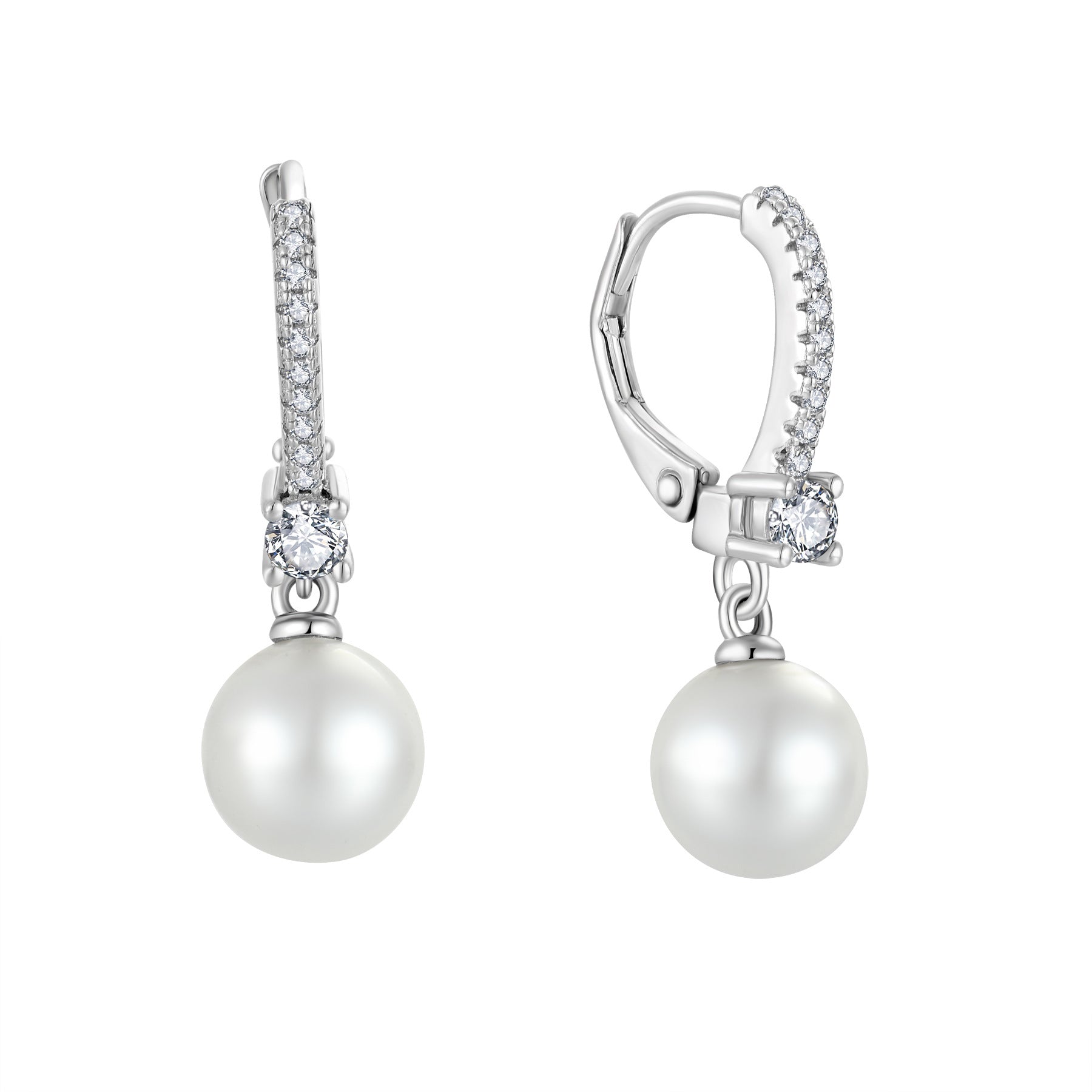 S925 Sterling Silver Pearl zircon earring ear clip earrings eardrops women's foreign trade cross-border jewelry silver accessories processing