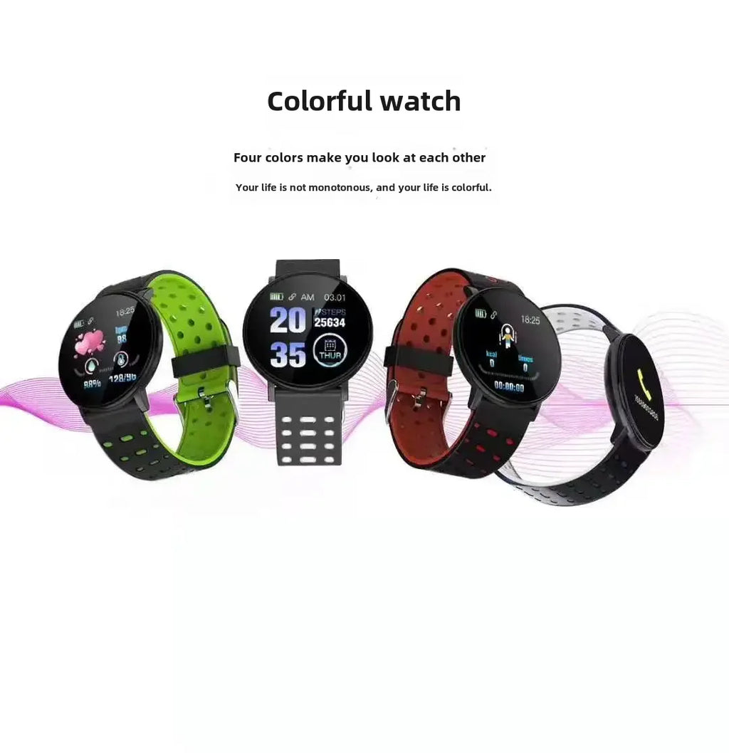 New smart bracelet 119plus heart rate sphygmomanometer step information reminder double color strap factory in stock