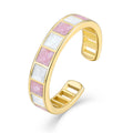 Ring pink and white color epoxy s925 sterling silver 18K gold plating open ring foreign trade cross-border jewelry silver accessories processing