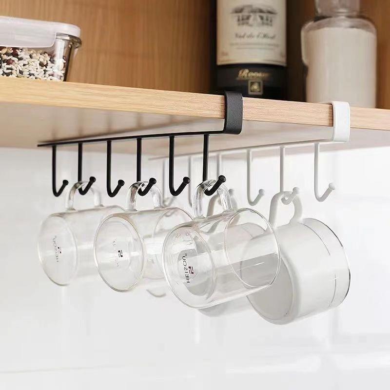 Cross-border kitchen iron cabinet storage hanger multi-functional row hook wardrobe organizer kitchen seamless nail-free hook