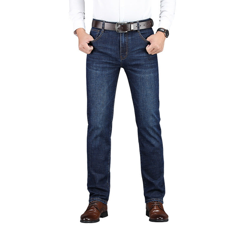 Spring and Autumn men's jeans slim straight business casual trousers men's stretch washed jeans wholesale