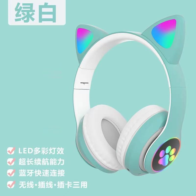 Luminous cat ear Bluetooth headset wireless headset STN-28 cross-border hot cute series New Factory Direct Sales