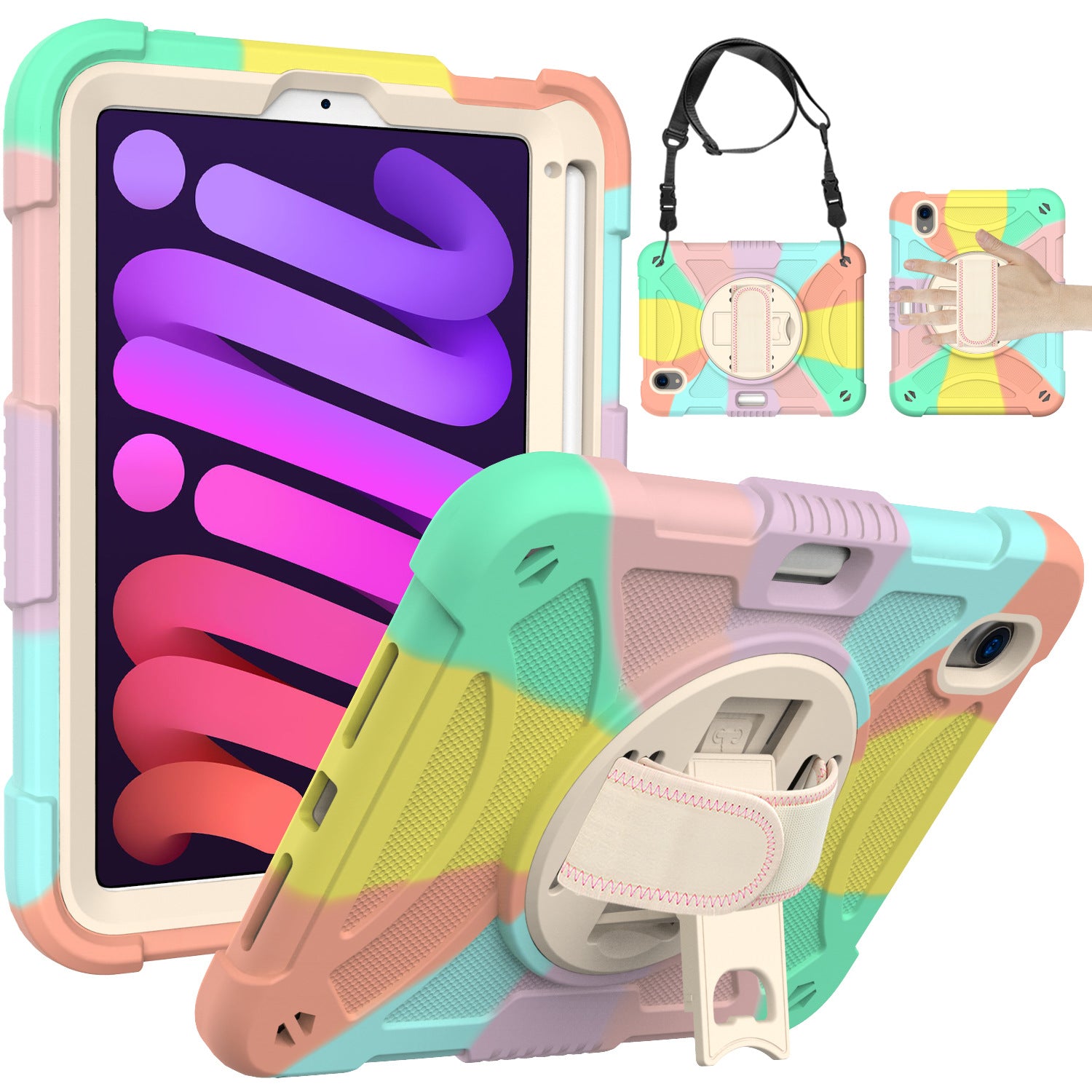 Cross-border applicable iPad mini6 tablet children 360 ° rotational and shatter-resistant silicone case with Pen slot protective case