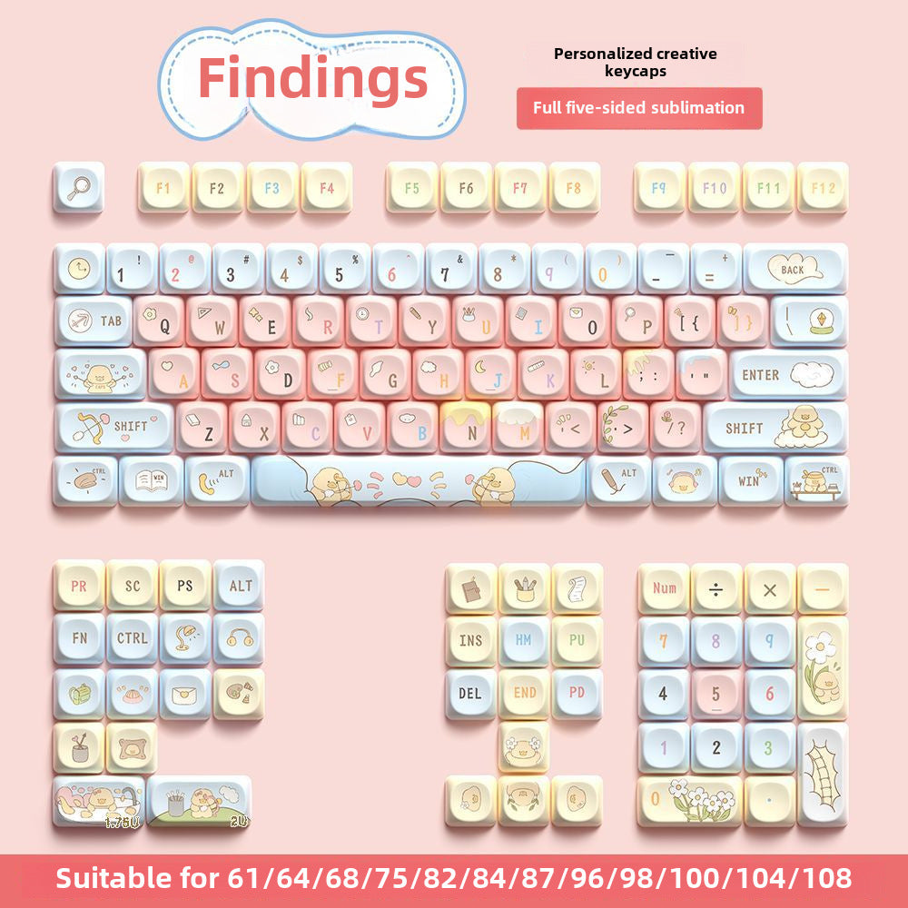 120 key cute unique keycap full five-sided PBT sublimation customized mechanical keyboard cap 68/75/84/98