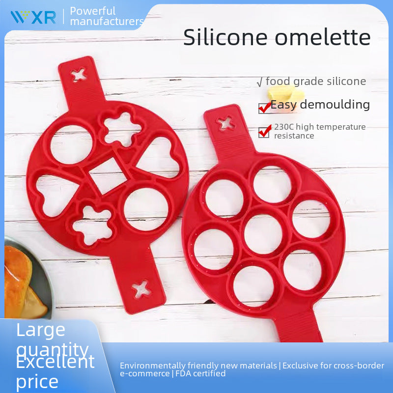 Cross-border porous pancake silicone pancake cooker 7-hole omelette maker silicone baking tool silica gel egg frying machine omelette maker pancake mold