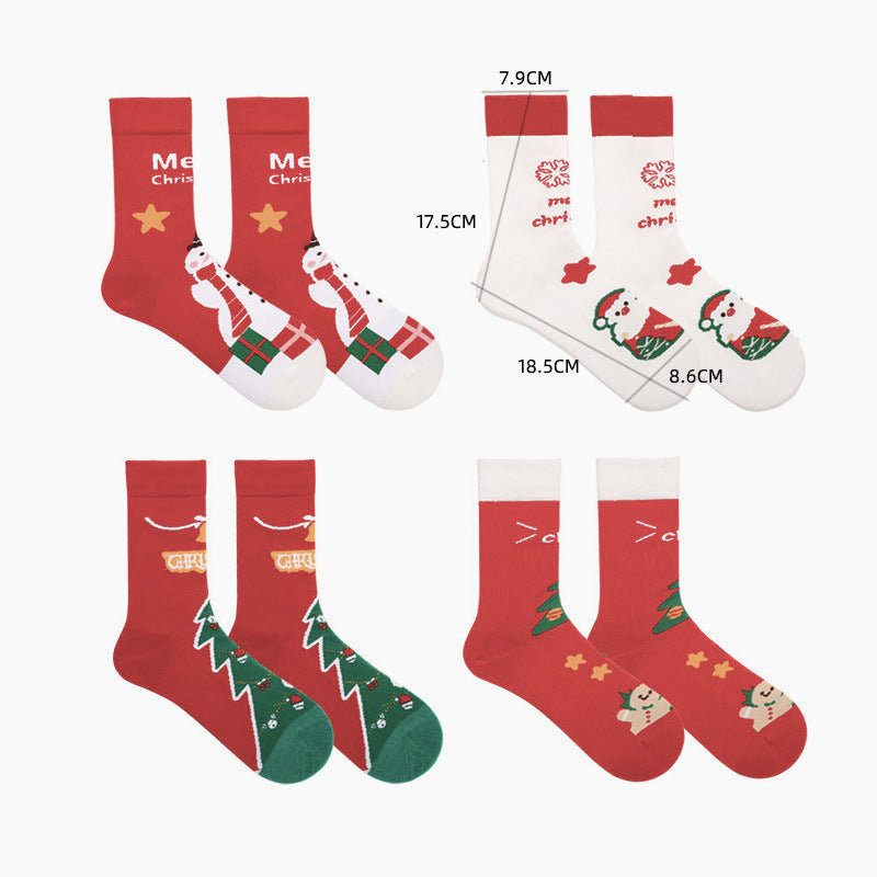 2025 Christmas socks gift box combed cotton socks autumn and winter one Amazon cross-border Christmas supply in stock red socks