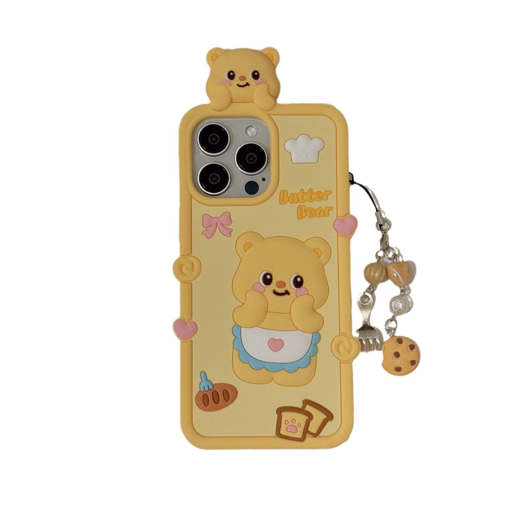 Suitable for Apple 16promax lying butter bear phone case iPhone15/14/13/12pro fun shell