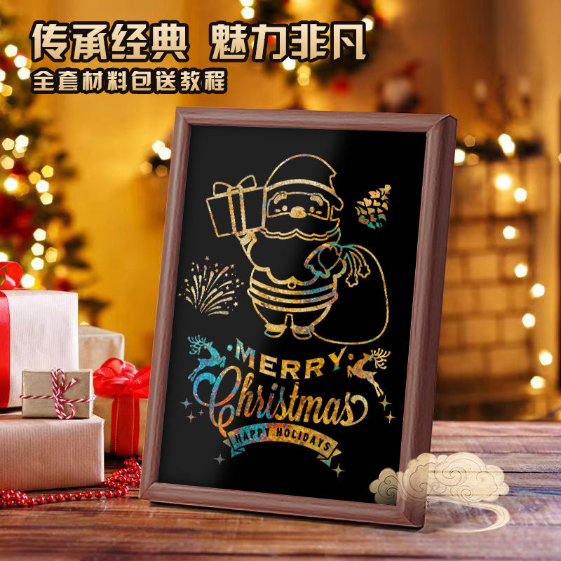 Christmas decorative painting non-heritage burning foil painting baked gold foil DIY non-heritage burning foil painting material package handmade movable burning foil