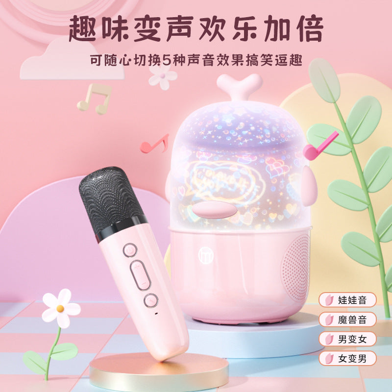 Small night lamp karaoke audio atmosphere microphone Bluetooth speaker all-in-one machine EXTRA BASS Wireless microphone