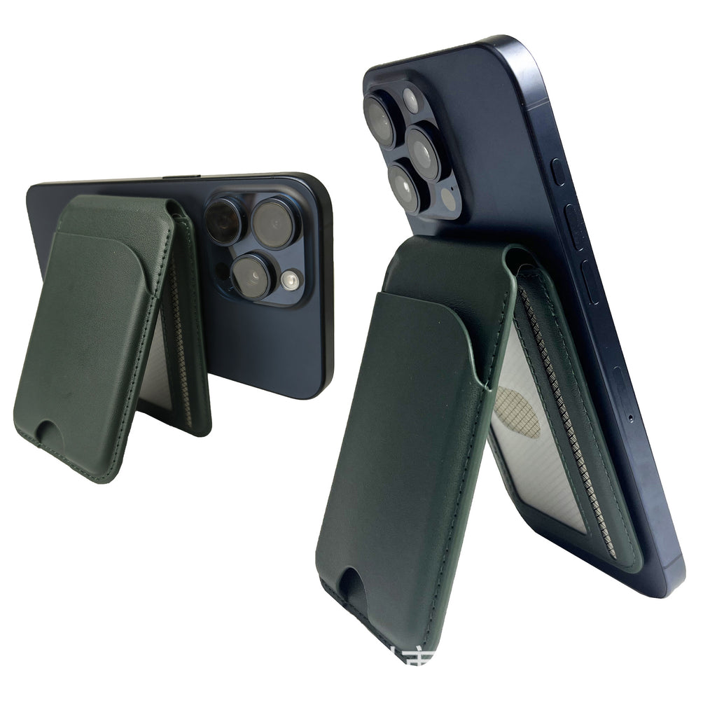 Spot Apple mobile phone Belt metal bracket magnetic card holder simple leather card holder iPhone anti-magnetic card holder