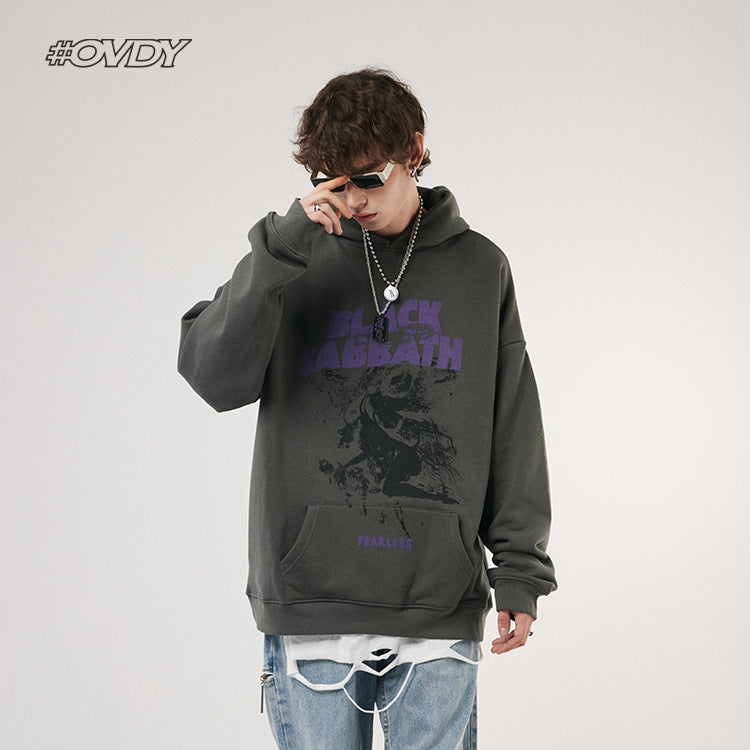 # OVDY men's clothing autumn and winter original fashion brand couple hoodies dark High Street oversize loose hooded sweater