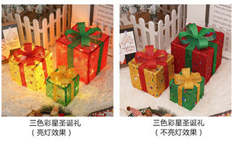 Cross-border new Christmas decoration gift box three-piece set Christmas string light room decoration colored lights decoration lights