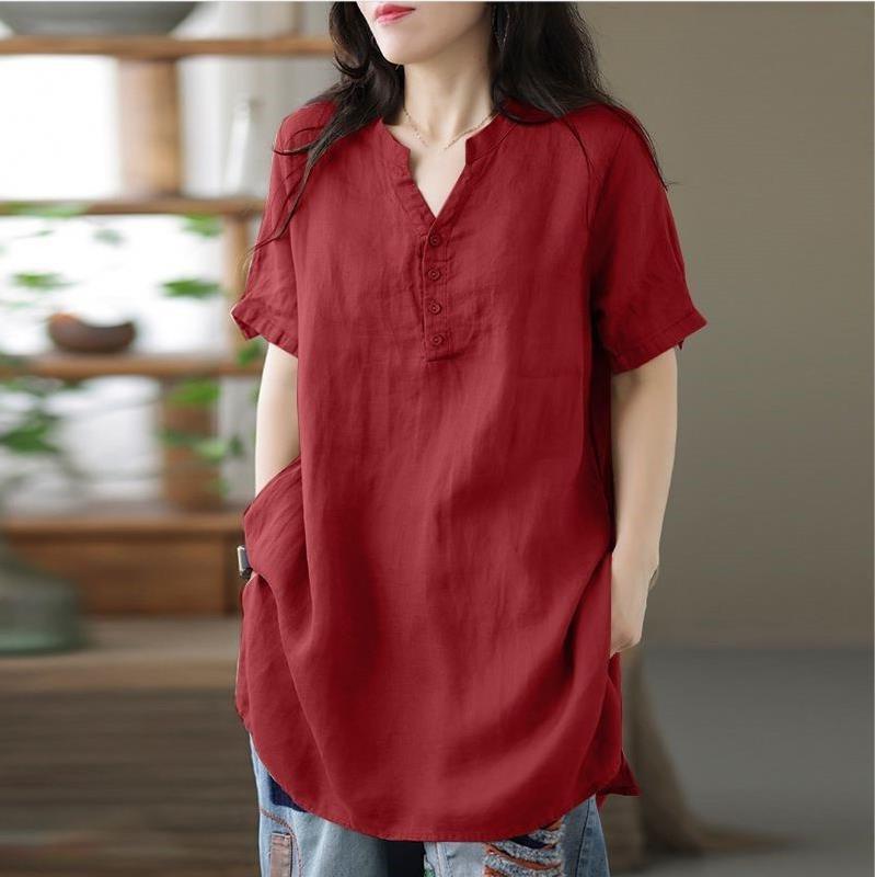Cross-border European and American 2024 spring and summer Foreign Trade women's clothing independent station wish new top solid color button fashion short sleeve women