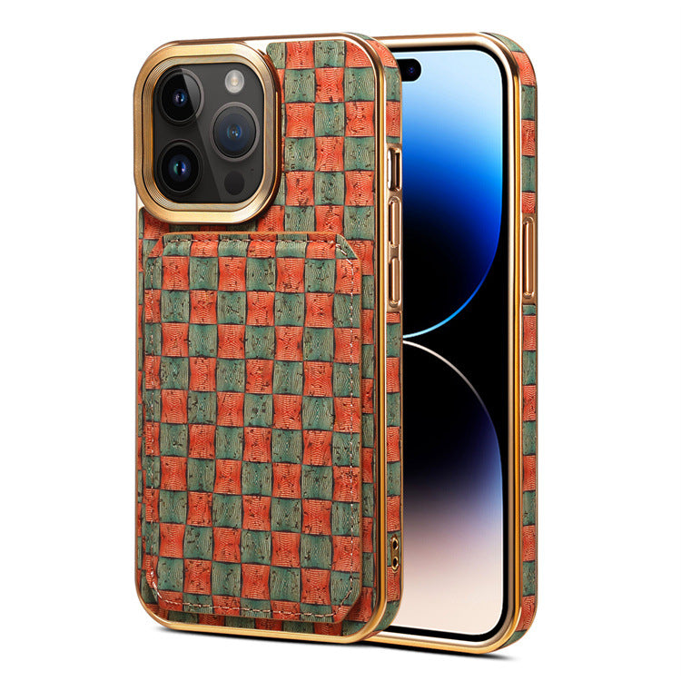 Denior foreign trade applicable iPhone15 phone case Apple 14promax drop-resistant bracket card phone case