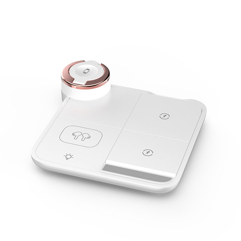 Amazon hot mobile phone three-in-one wireless charger 15W fast charge foldable seven-color ambience light wireless charger electrical appliances