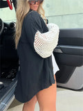 New Crepe Long Sleeve Blouse with Lace Trim for Women |tops