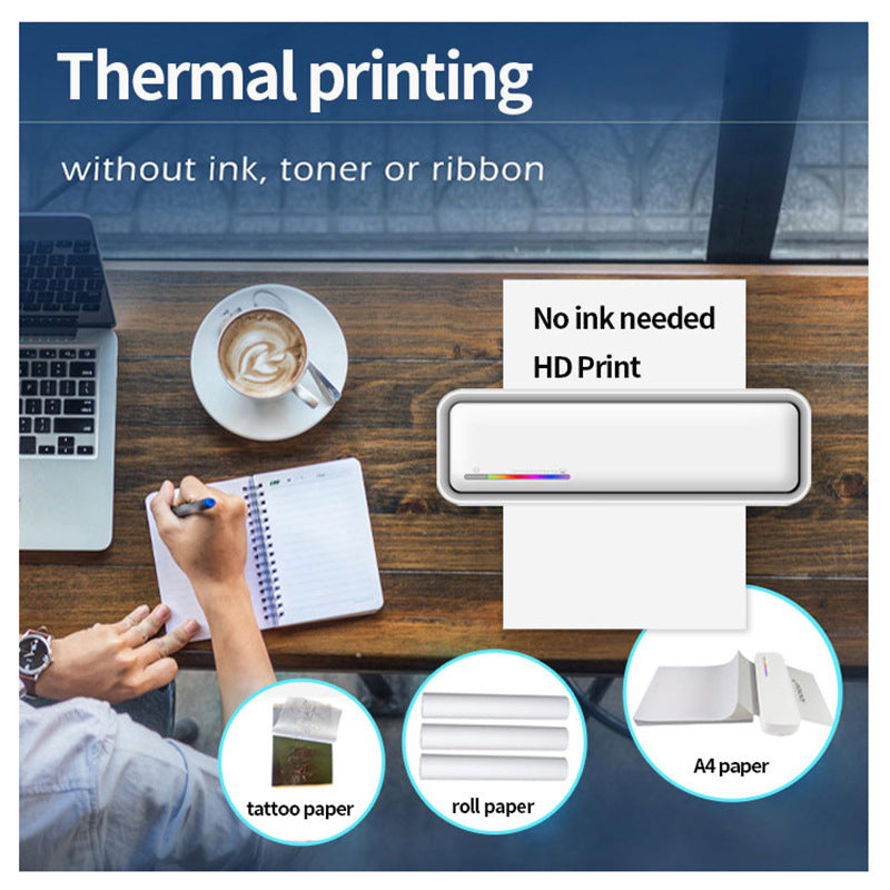 New A4 portable thermal printer household Bluetooth thermal printer office learning wireless remote printing