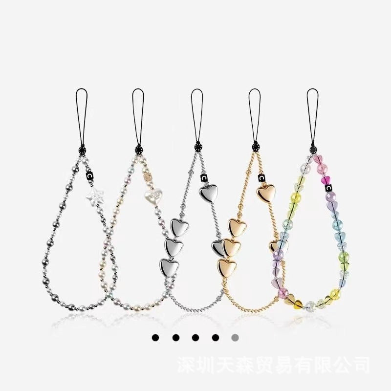 CASETi joint name High version phone chain Handmade stringed pearls phone case lanyard hanging chain wrist pendant for women