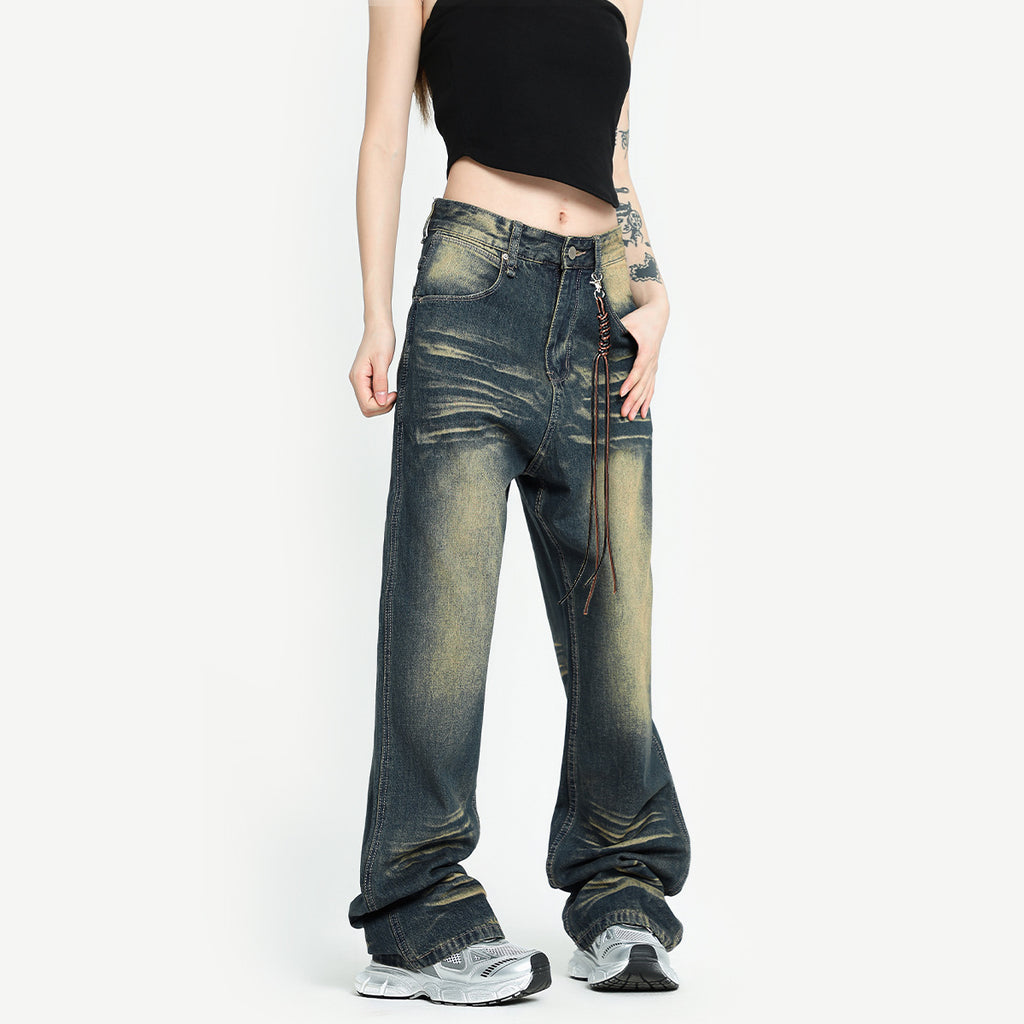 OREETA American Style Whisker Jeans Straight Cut Men's Jeans