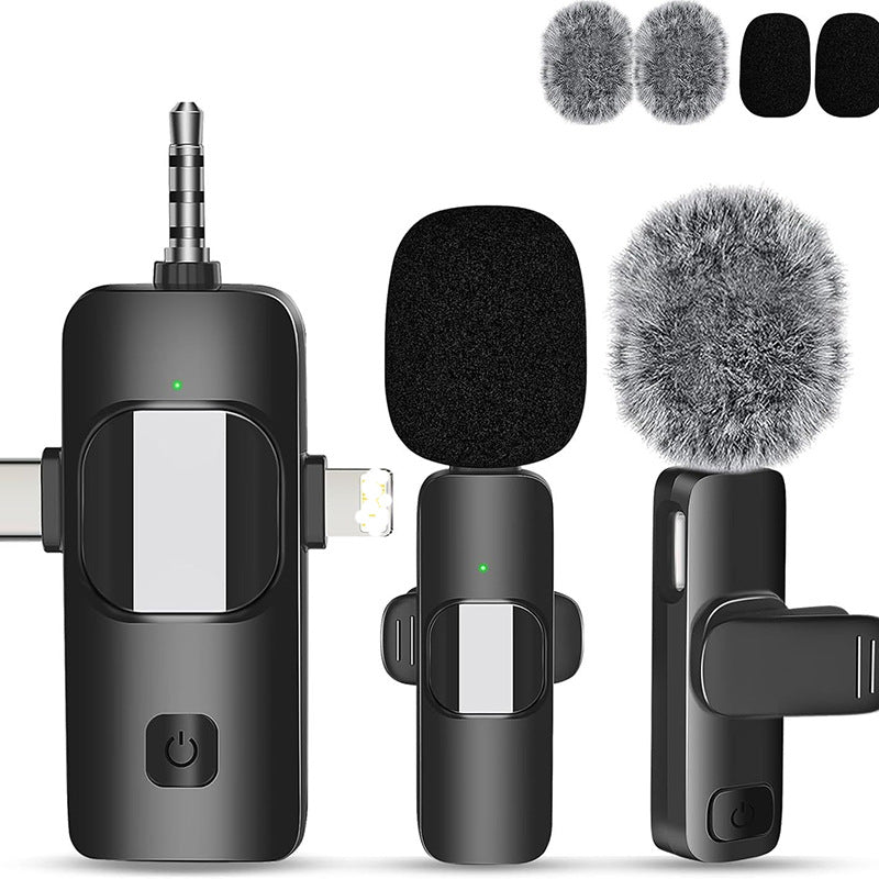 K1K9pro wireless lavalier microphone outdoor mobile live streaming microphone mini noise reduction collar clip microphone