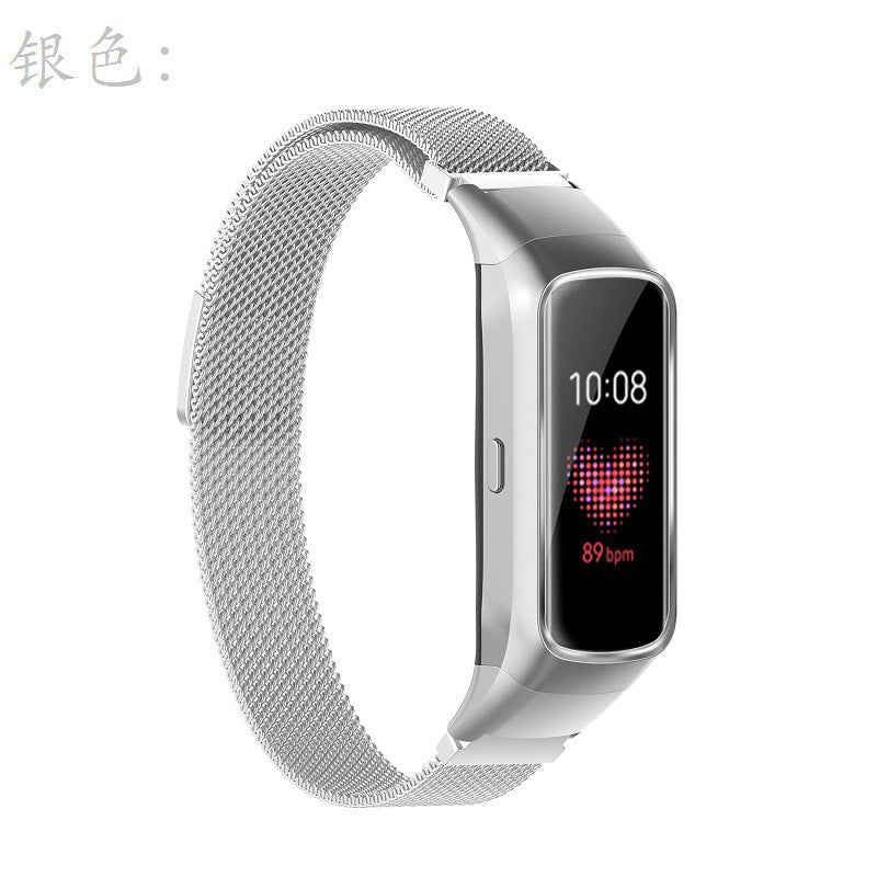 For Samsung galaxy fit SM-R370 Milan strap three beads stainless steel with bamboo joint leather belt