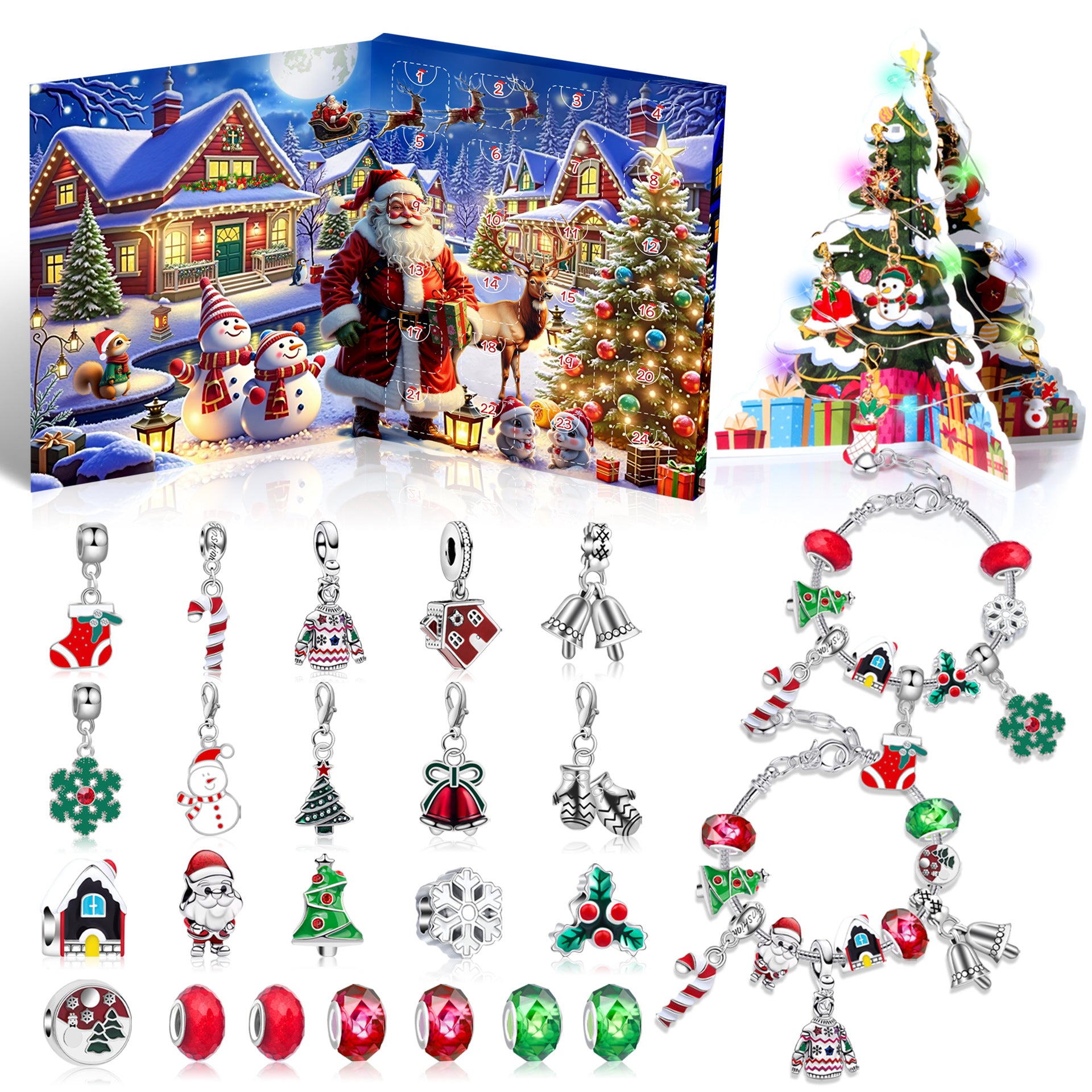 Cross-border new arrival Christmas creative blind box bracelet handmade diy24 grid educational jigsaw puzzle exquisite gift set