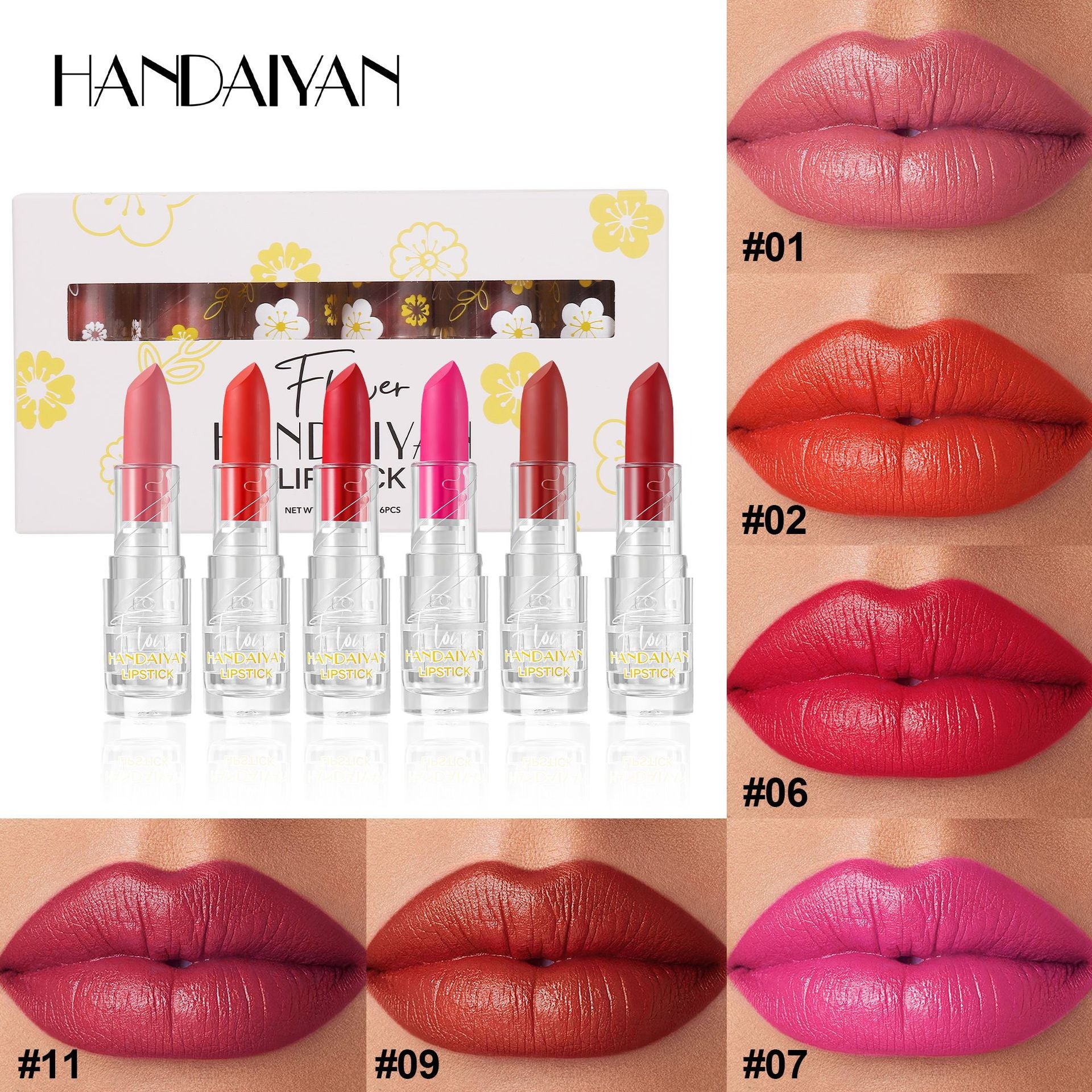 Matte Lipstick Kit 6 colors long-lasting moisturizing non-fading handaiyan moisturizing matte surface cross-border lipstick kit