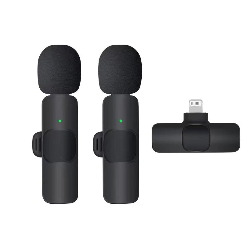 Cross-border TikTok wireless collar clip microphone outdoor mobile live streaming microphone short video recording radio noise reducing microphone clip