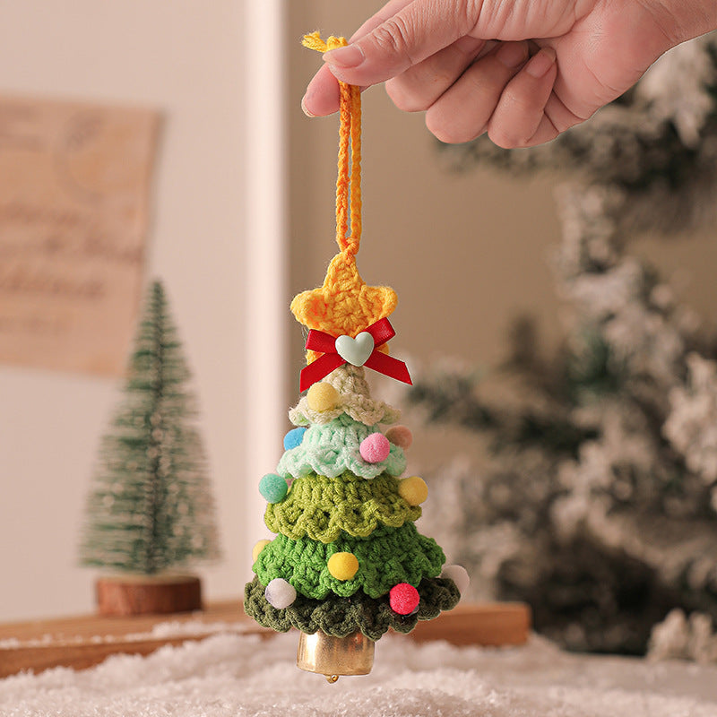 Exclusive for cross-border plush Christmas pendant wool crocheted Christmas tree small ornaments Christmas decoration automobile hanging ornament