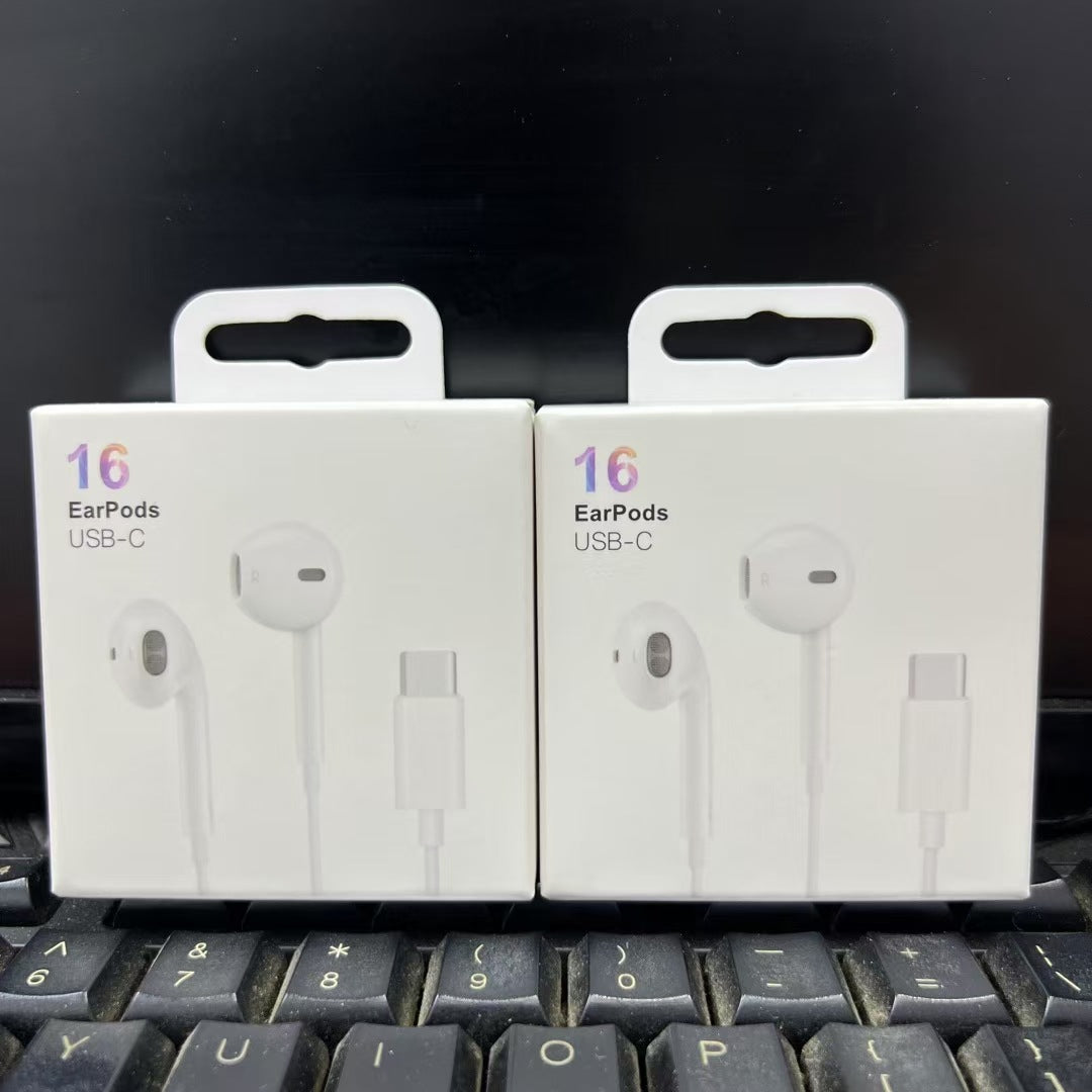 Applicable to Apple 15-16 mobile phone drive-by-wire headset type c interface universal headset support call listening to songs