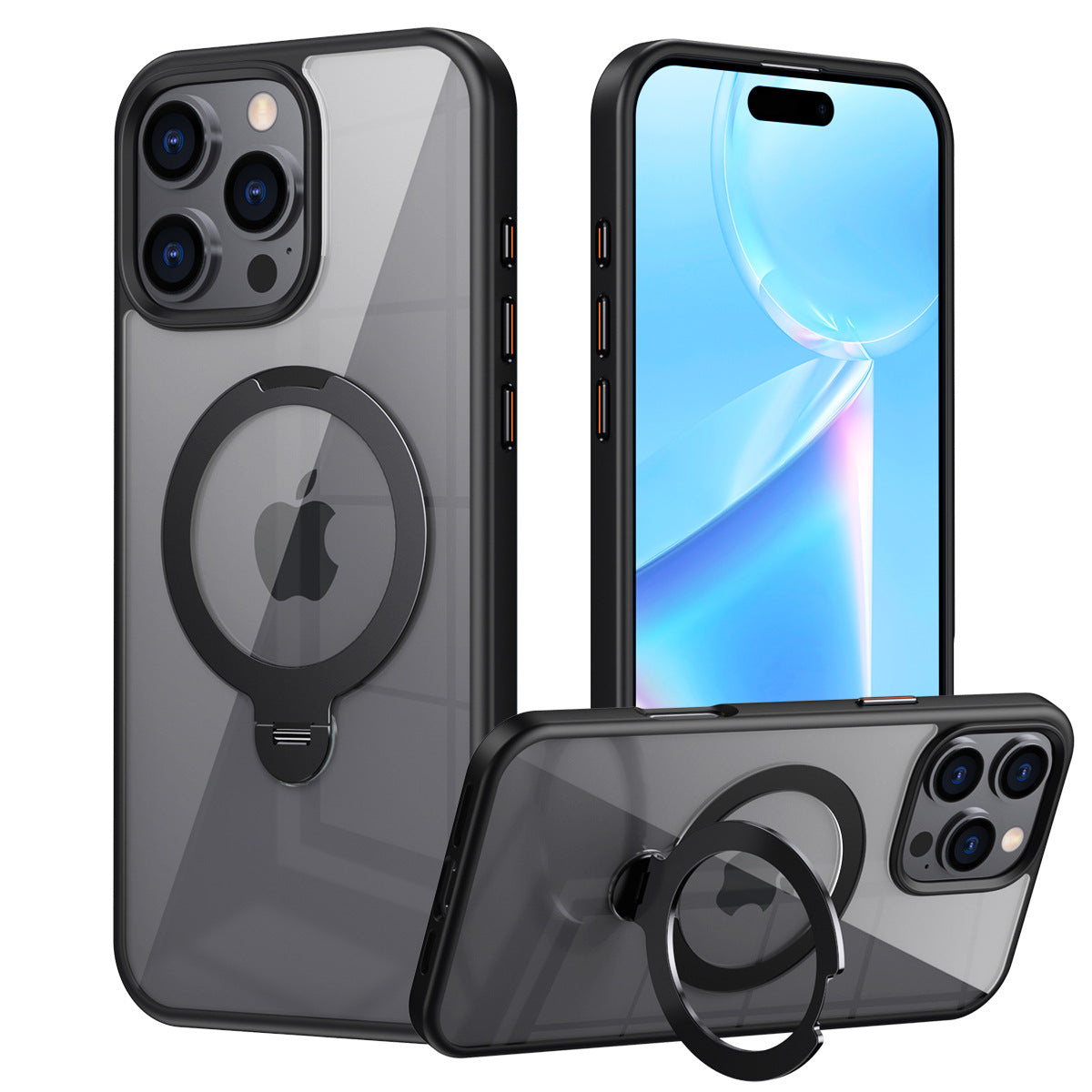 New for Apple 16promax invisible magnetic 360 rotating bracket phone case iPhone16 protective shell