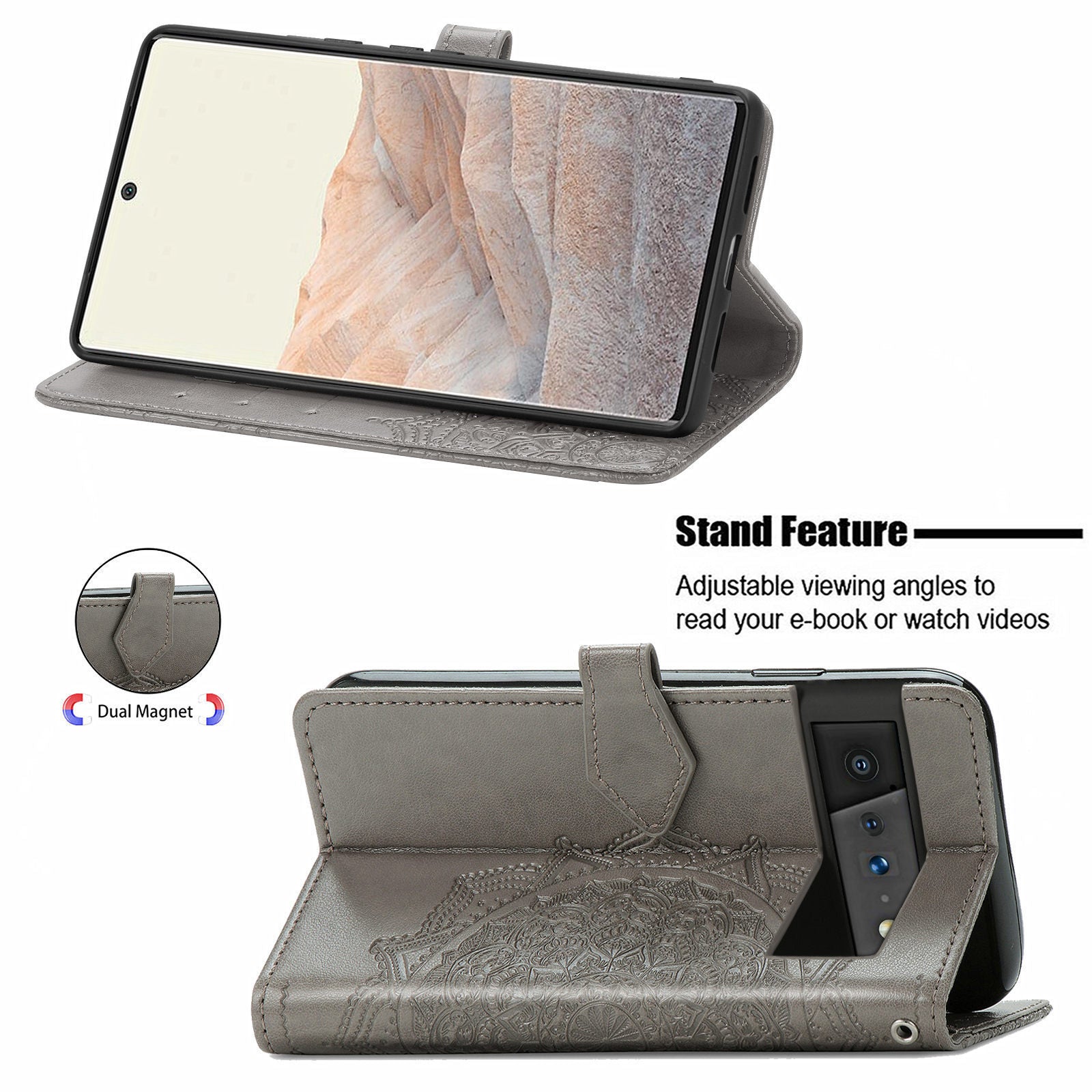Applicable to Google pixel6 mobile phone leather case with card slot Google Pixel 6Pro flip leather printing leather case