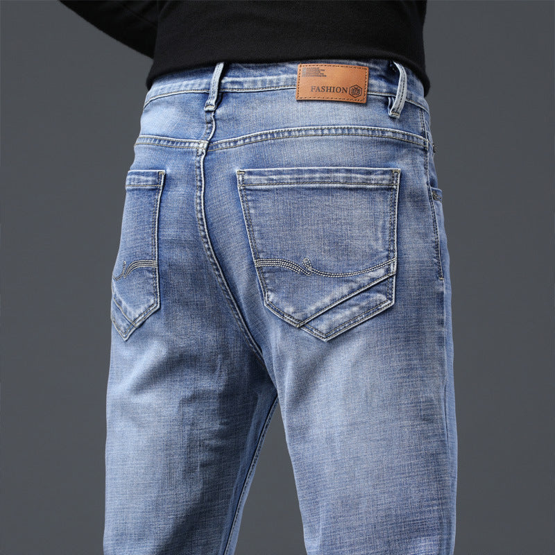 2021 autumn and winter new slim-fitting men's clothing pencil pants smoky gray jeans men's long pants men's jeans