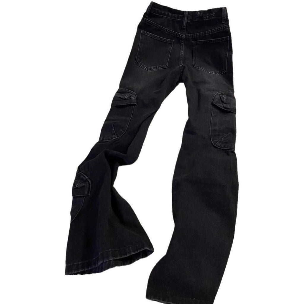 American retro workwear jeans for women Spring and Autumn new hot girl high waist slimming sense of design black micro flare pants tide