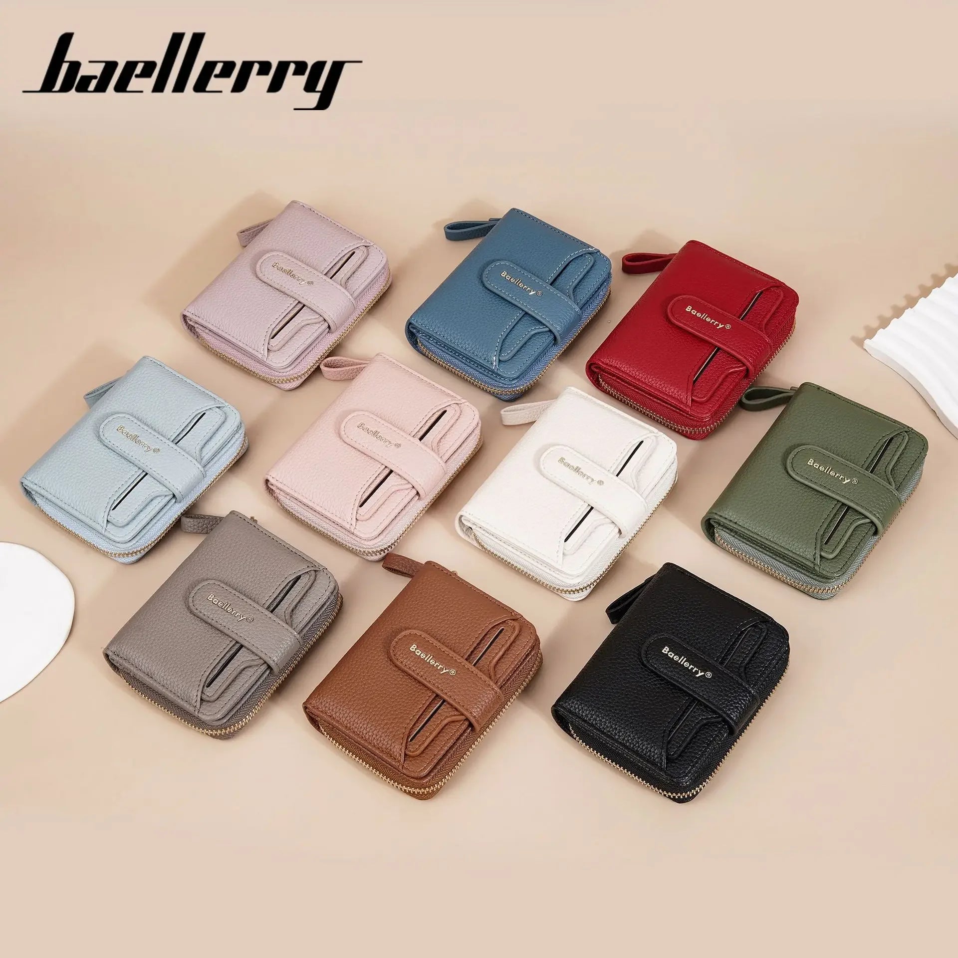 New Ladies' Purse short baellerry fashion snap button multi card slots wallet Japanese and Korean High sense coin purse