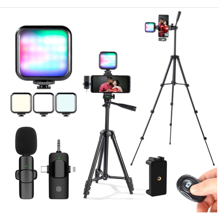 Factory Direct supply video shooting LED light outdoor interview portable tripod stand for live streaming suit one piece dropshipping