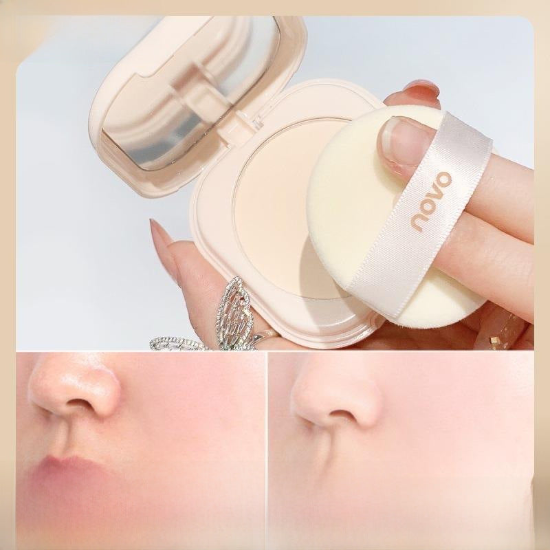 NOVO feather satin luxury nourishing makeup loose power oil control makeup brightening skin color finishing powder small portable makeup powder cake