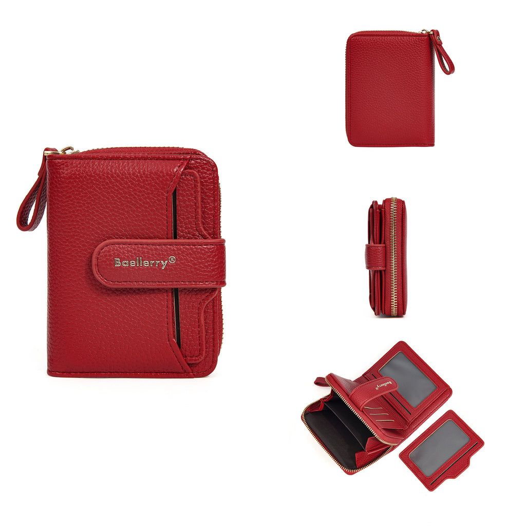 New Ladies' Purse short baellerry fashion snap button multi card slots wallet Japanese and Korean High sense coin purse