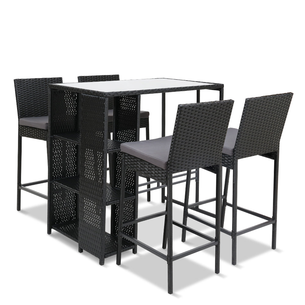 NNEDSZ Outdoor Bar Set Table Stools Furniture Wicker 5PCS