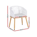 Gardeon 2PC Outdoor Dining Chairs Wicker Chair Patio Furniture Garden Steel White