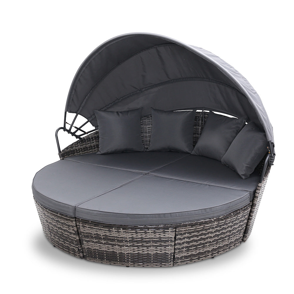 NNEDSZ Lounge Setting Patio Furniture Sofa Wicker Garden Rattan Set Day Bed Grey
