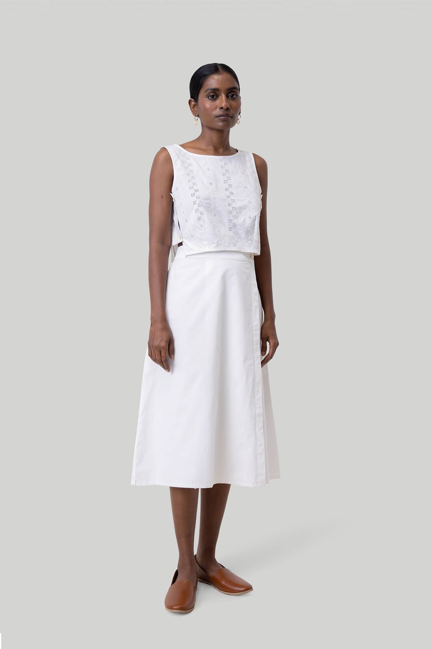 Overlap Midi Skirt in White