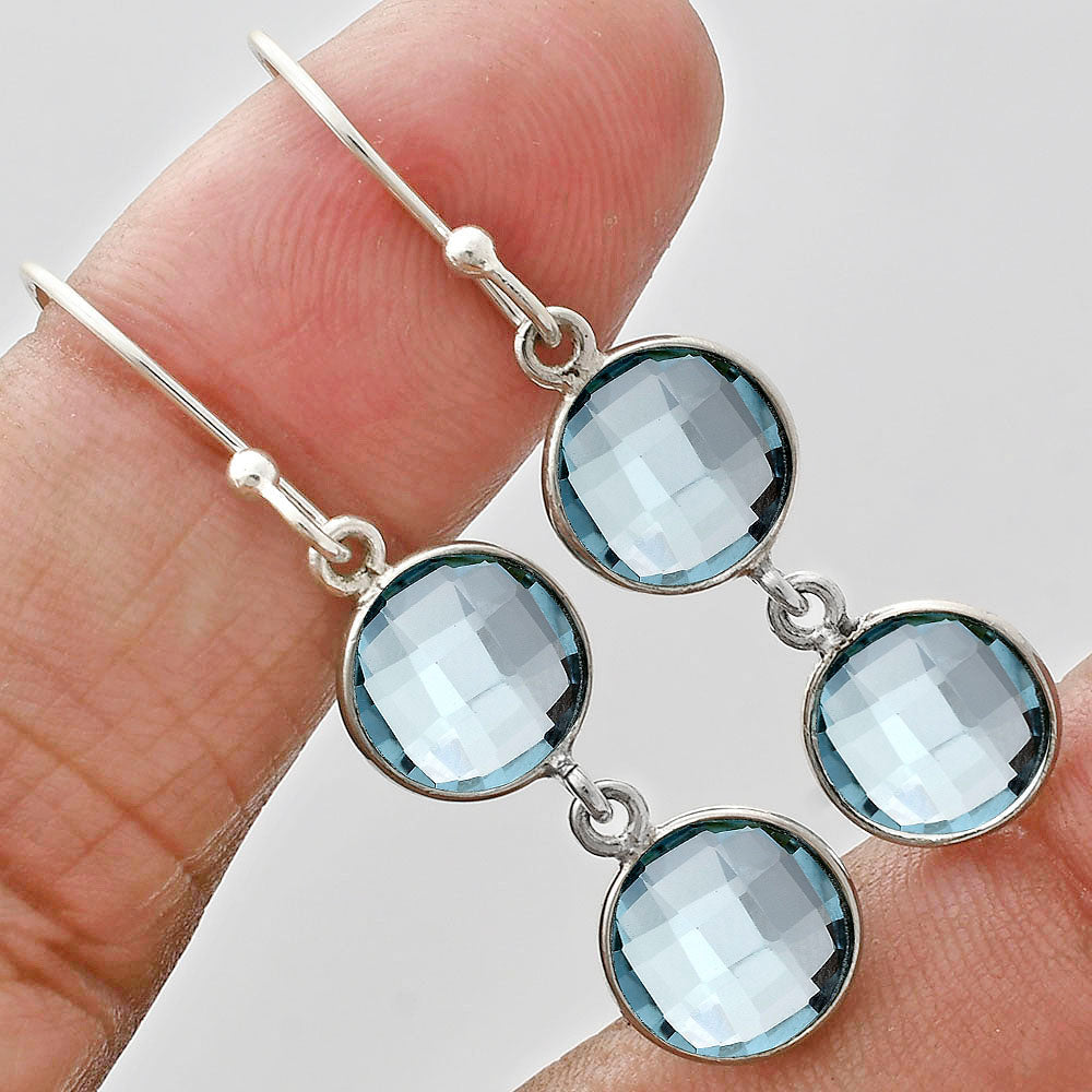 Sky Blue Topaz Checker Briolette Earrings E-1006 SDE89480