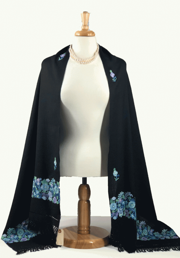 Embroidered Wool Wrap - Spring Bloom