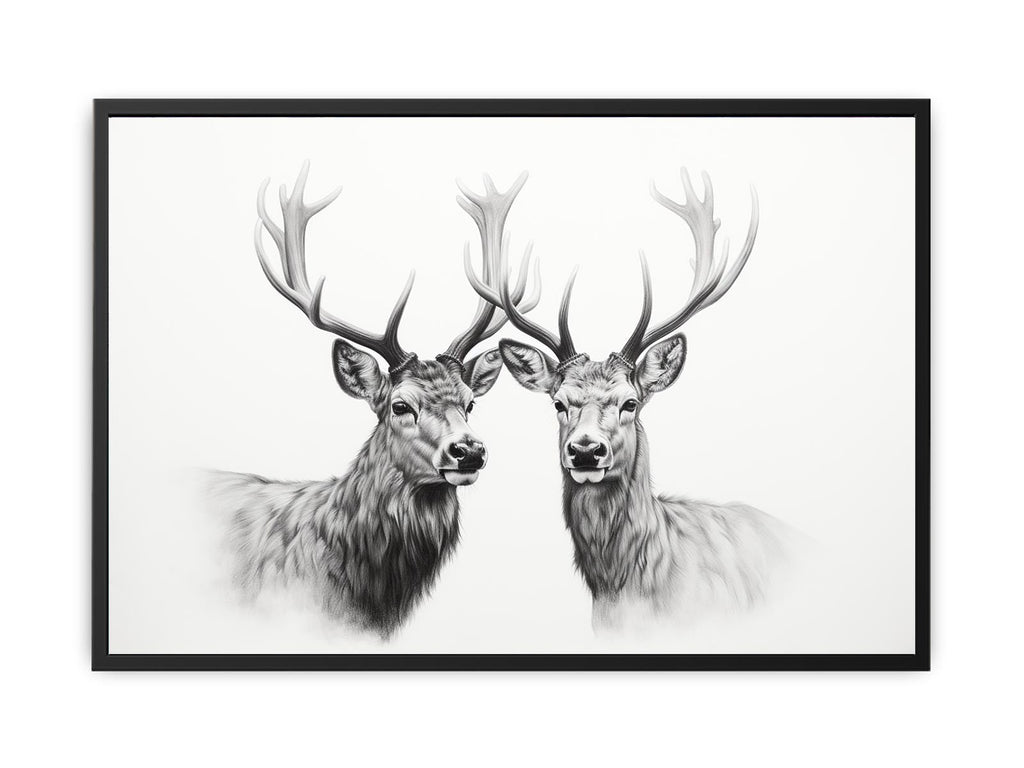 Black And White Deer Canvas Art Print