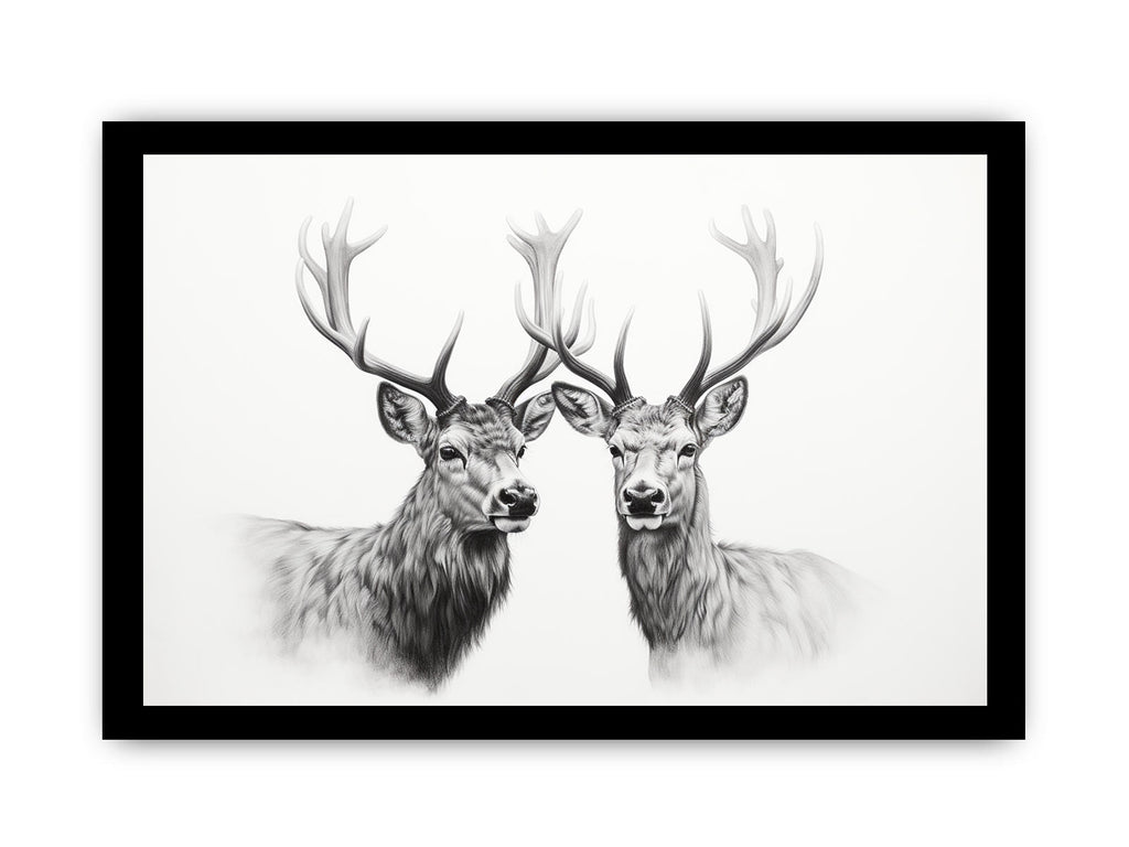 Black And White Deer Canvas Art Print