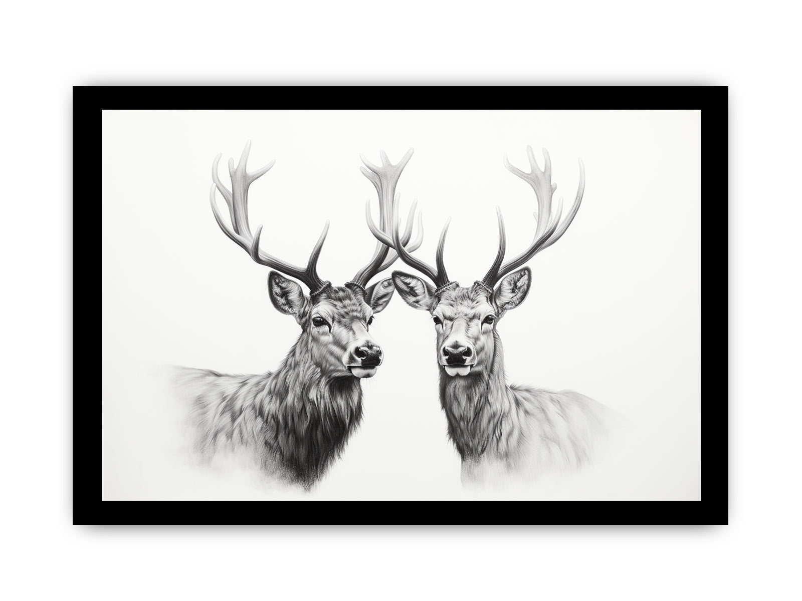 Black And White Deer Canvas Art Print